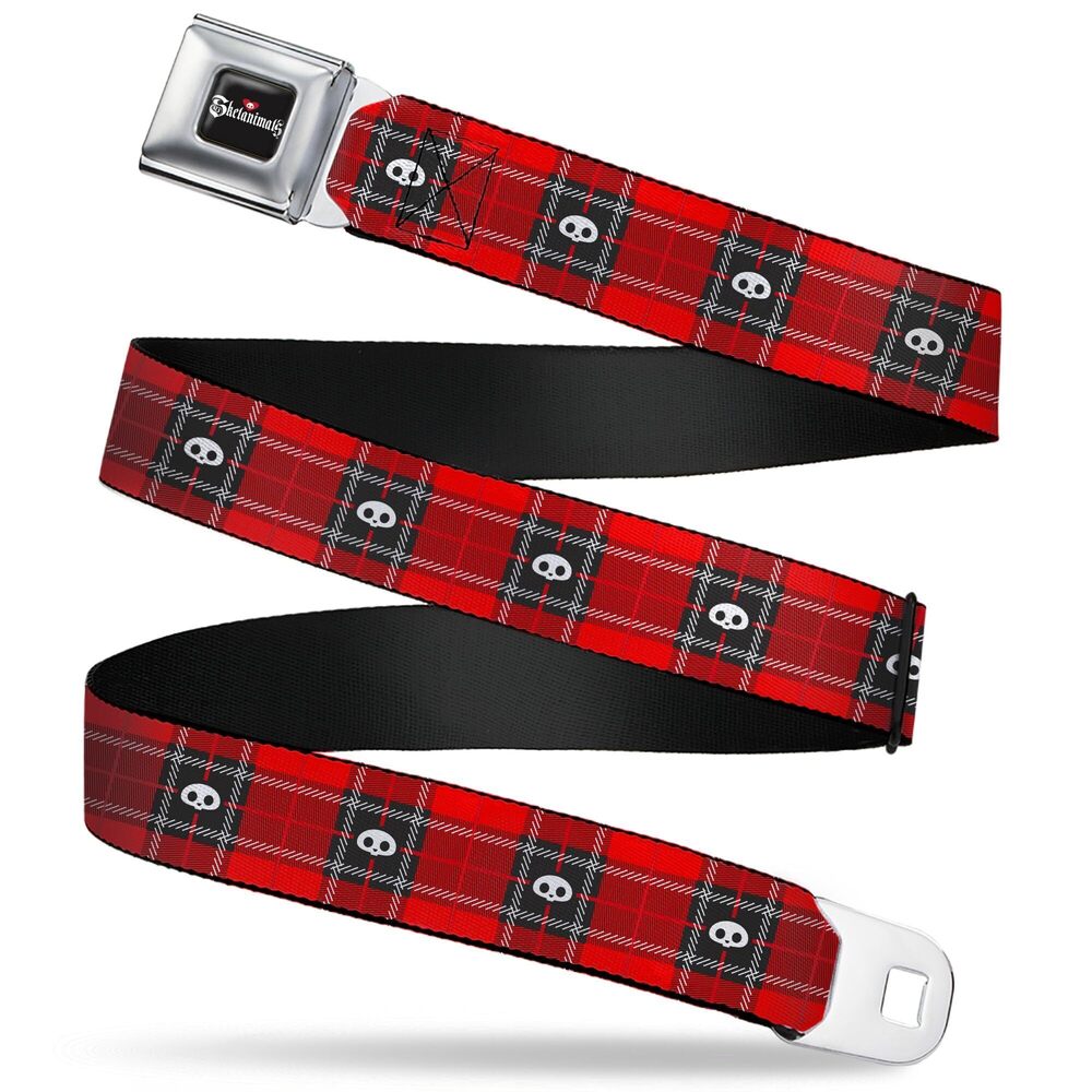 8313 Skelanimals Belt, Seatbelt Buckle Belt, Skelanimals Face Logo Plaid